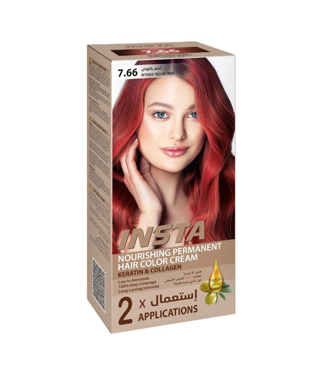 Insta Hair Coloring Cream Keratin & Collagen 7.66 Intense Red Blonde 110ml