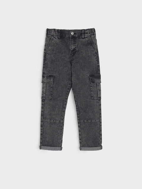 Sinsay Boy's Black Cargo Jeans With Washed Effect | Sinsay In Lebanon
