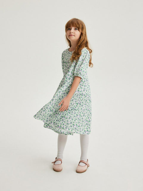 Sinsay Girl's White Multi Floral Printed 3/4 Sleeve Dress |Sinsay In Lebanon