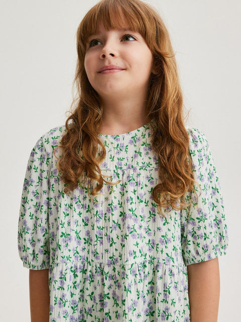 Sinsay Girl's White Multi Floral Printed 3/4 Sleeve Dress |Sinsay In Lebanon