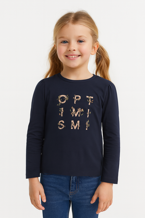 POMPdeLUX Girl's Navy Long Sleeve Blouse| POMPdeLUX in Lebanon