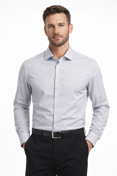 Calvin Klein Men's White & Grey Steel Stretch Slim Fit Shirt | Calvin Klein In Lebanon