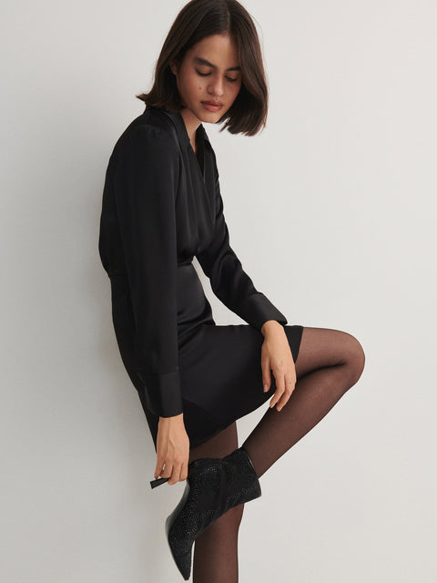 Reserved Women's Black Shiny Stones Heeled Ankle Boots | Reserved In Lebanon