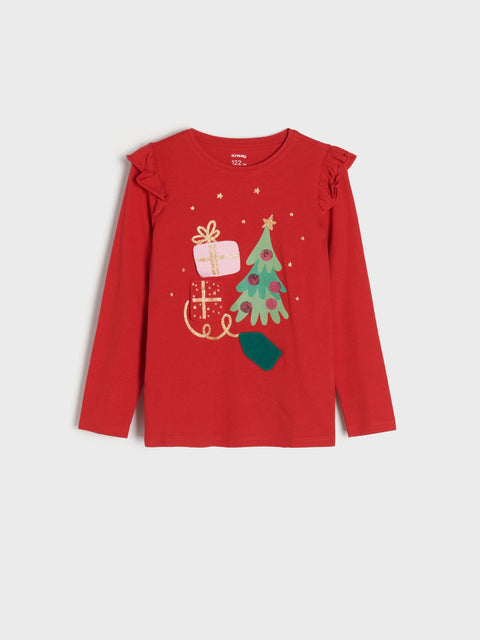 Sinsay Baby Girl's Red Christmas Long Sleeve Blouse | Sinsay In Lebanon