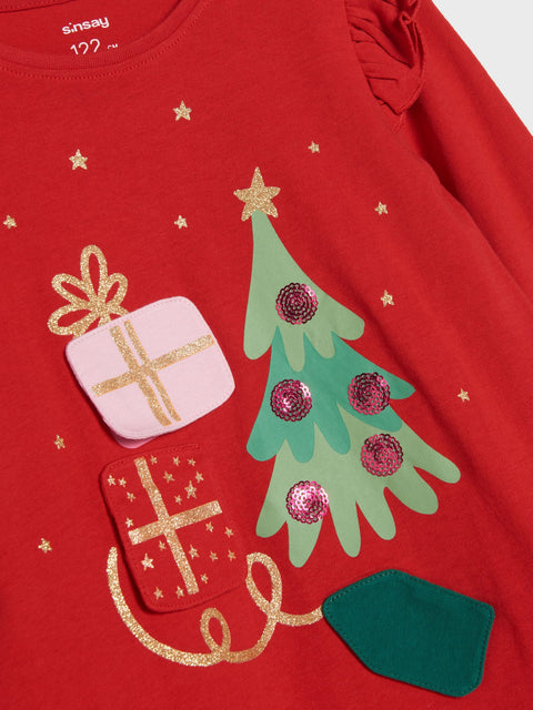 Sinsay Baby Girl's Red Christmas Long Sleeve Blouse | Sinsay In Lebanon