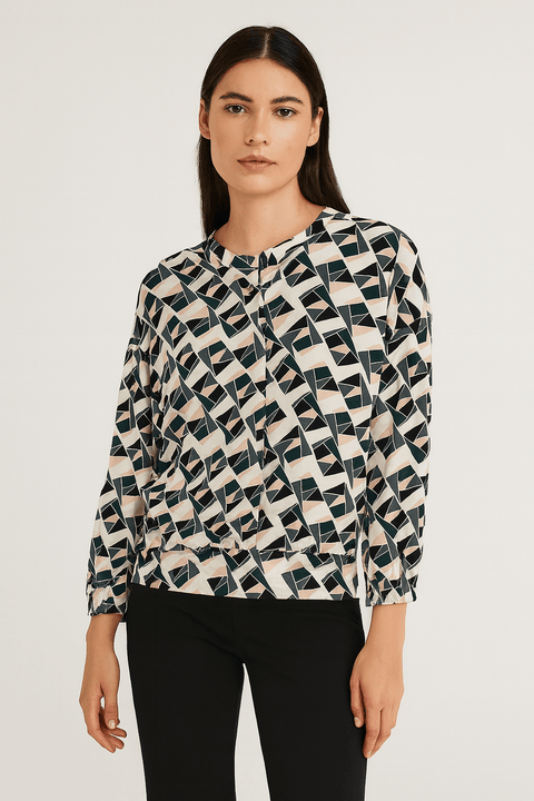 Hailys Women's Multicolor Geometric Print Long Sleeve Blouse |Hailys In Lebanon