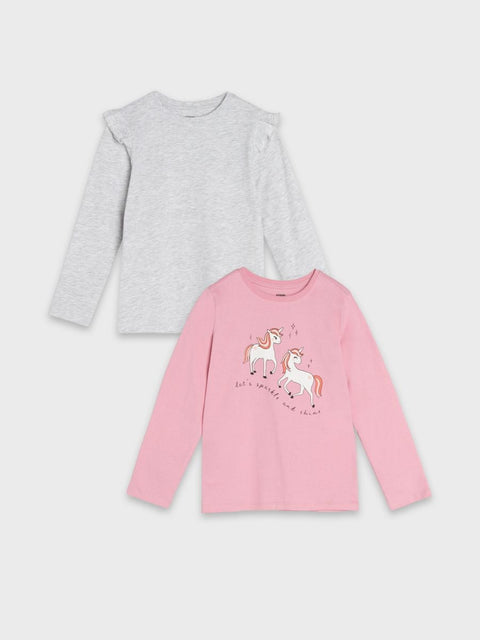 Sinsay Girl's Pink & Gray Long Sleeve Blouse |Sinsay In Lebanon