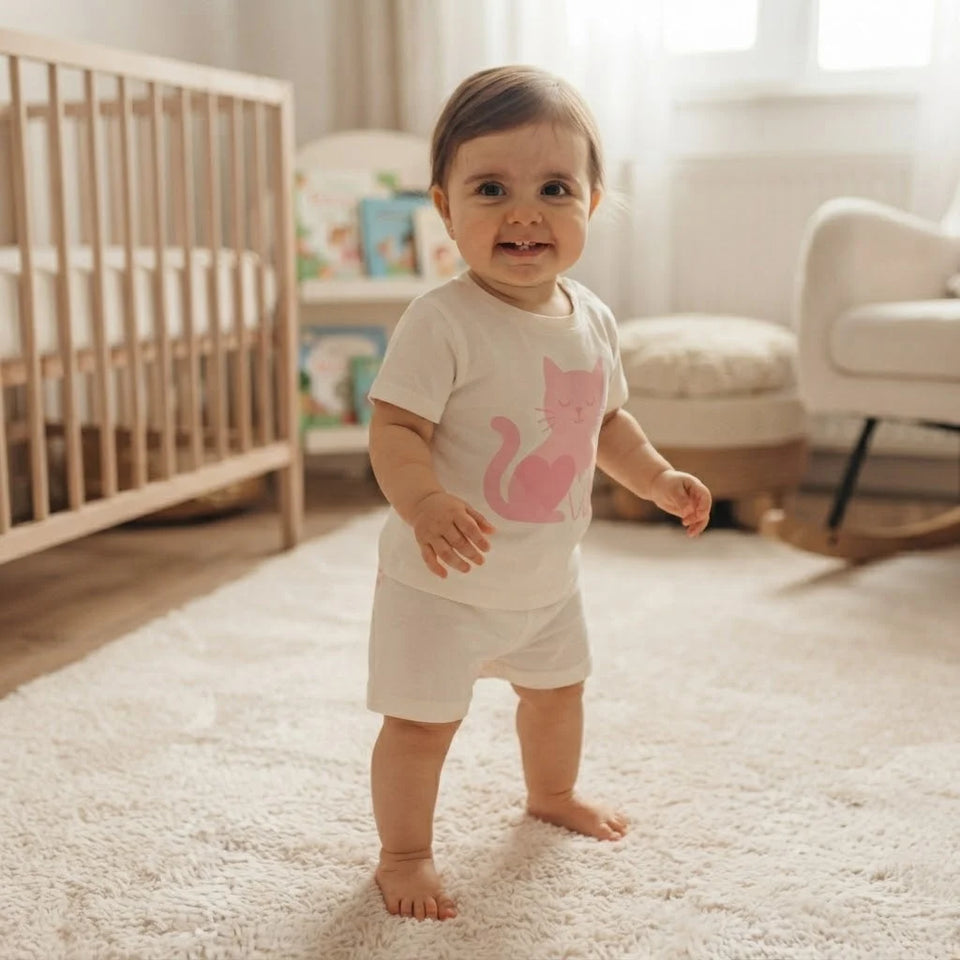 Sinsay Baby Girl's Off-White Graphic Print Pajama Set