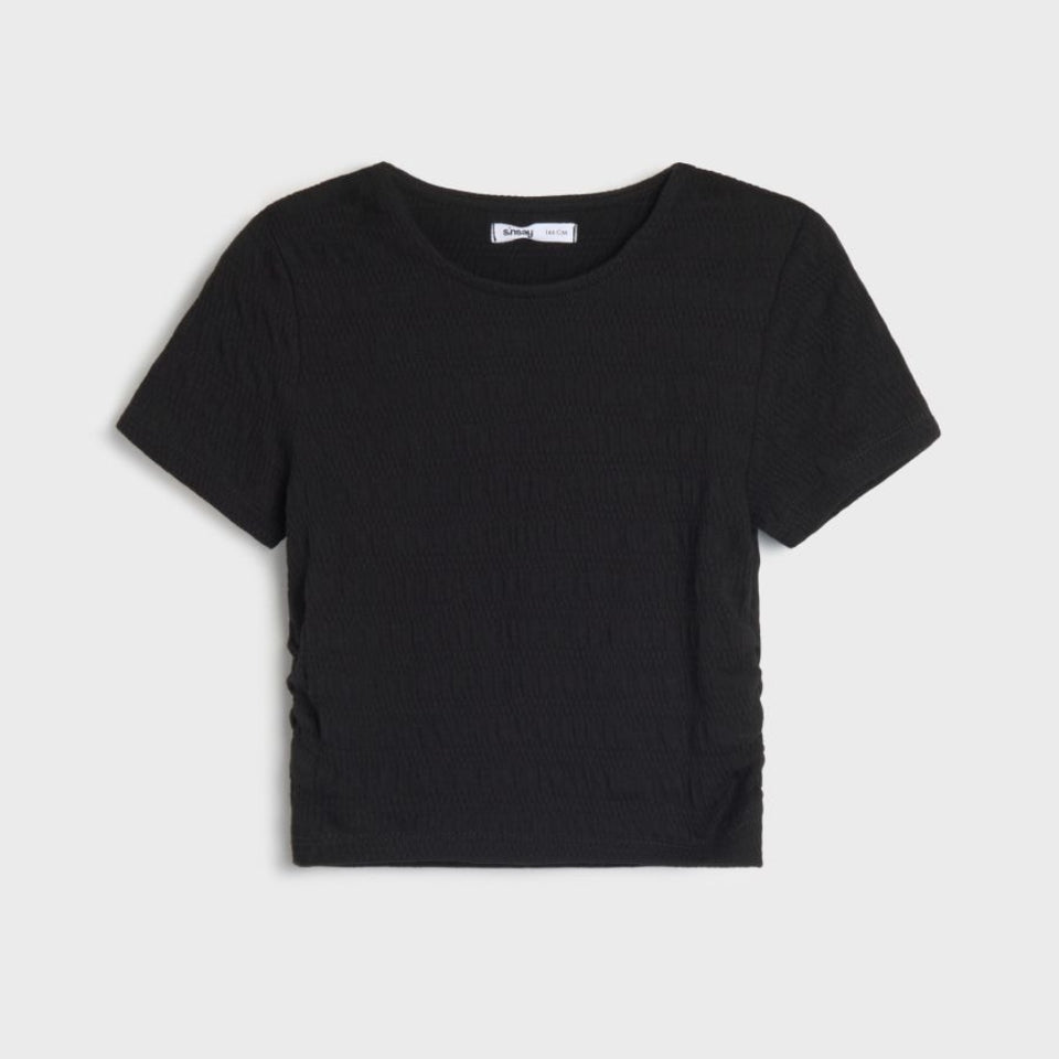 Black t-shirt on a white background