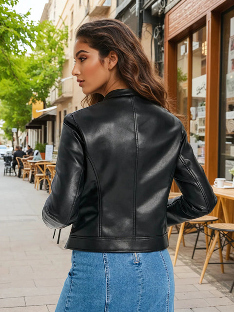 Sinsay Women's Black Eco-Leather Biker Jacket | Sinsay In Lebanon