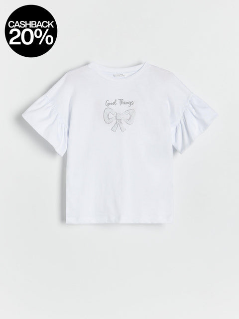 Reserved Girl's White T-Shirt With Appliqué | Reserved In Lebanon