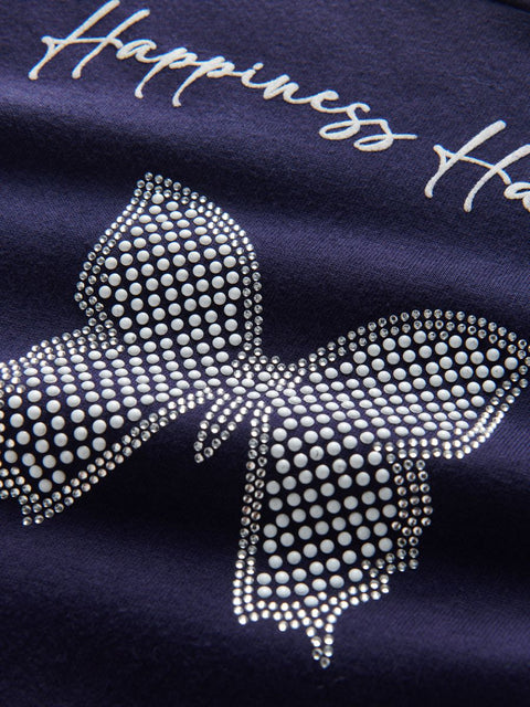 Reserved Girl's Navy Butterfly Rhinestone Ruffle Sleeve T-shirt | Reserved In Lebanon