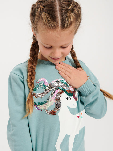 Sinsay Girl's Aqua  Sweatshirt | Sinsay In Lebanon