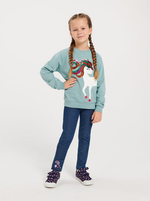 Sinsay Girl's Aqua  Sweatshirt | Sinsay In Lebanon