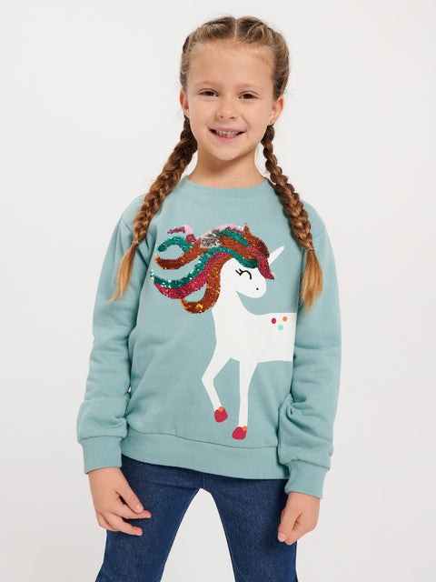 Sinsay Girl's Aqua  Sweatshirt | Sinsay In Lebanon