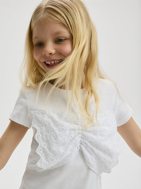 Reserved Girl's White T-shirt With An Openwork Insert | Reserved In Lebanon