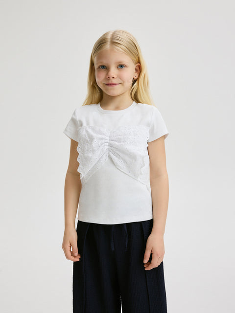 Reserved Girl's White T-shirt With An Openwork Insert | Reserved In Lebanon