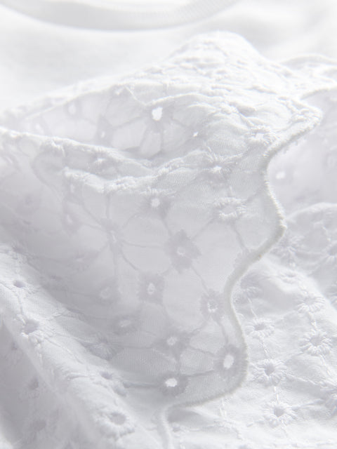 Reserved Girl's White T-shirt With An Openwork Insert | Reserved In Lebanon