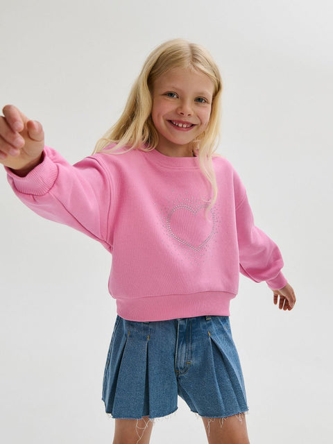 Reserved Girl's Pink Long Sleeve Applique Sweatshirt | Reserved In Lebanon