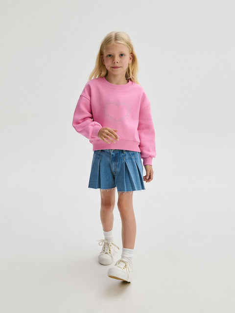 Reserved Girl's Pink Long Sleeve Applique Sweatshirt | Reserved In Lebanon
