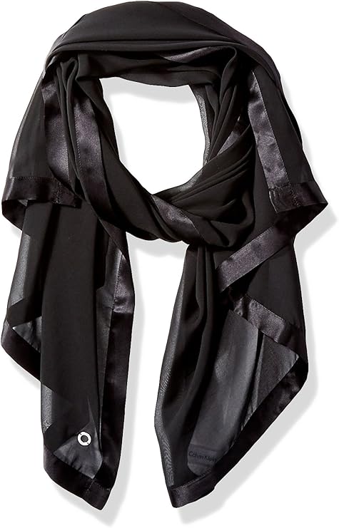Calvin Klein Women's Black Satin Border Chiffon Scarf | Calvin Klein in Lebanon