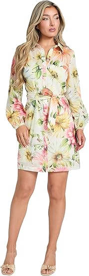 Guess Women's Multicolor Floral Long Sleeve Faith Dress | Guess In Lebanon