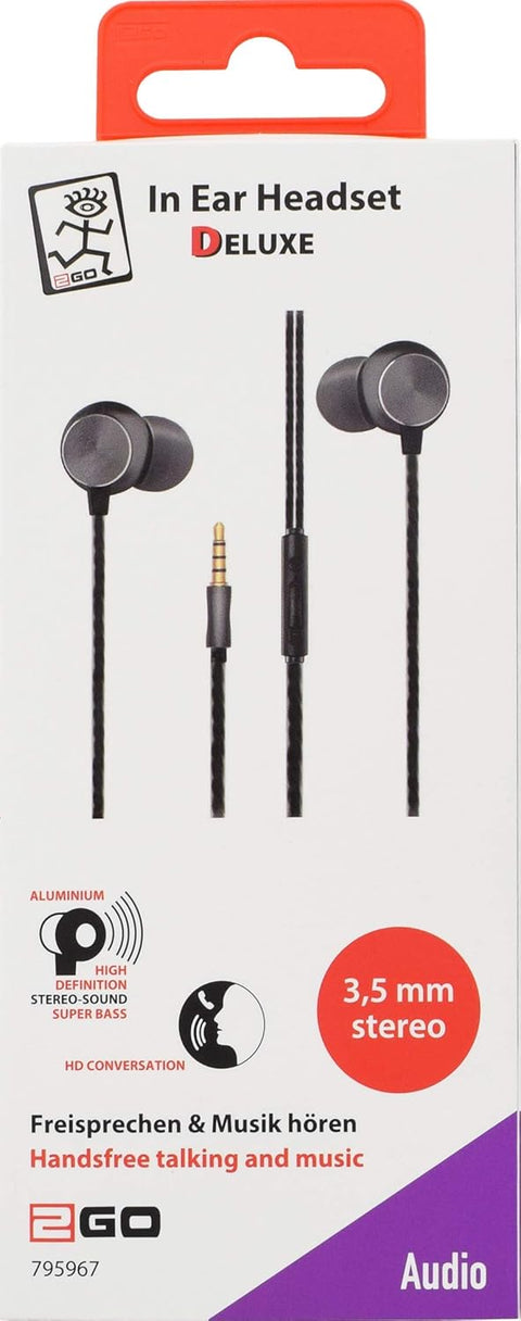 2Go Black In Ear Headset Handsfree Talking & Music 120cm  | 2Go In Lebanon