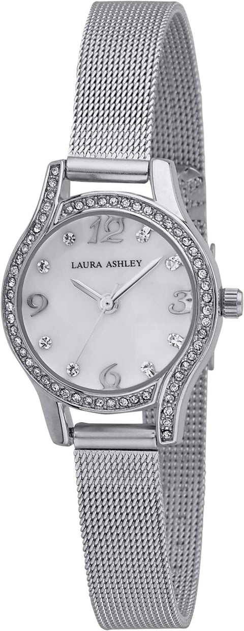 Laura Ashley Women's Silver-Tone Crystal Bezel Mesh Bracelet Mini Watch | Laura Ashley In Lebanon