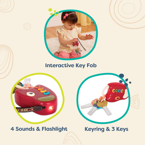 B. toys Car Keys with Lights & Sounds FunKeys Interactive Baby Toy|B. toys In Lebanon