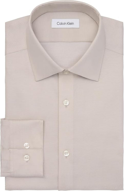Calvin Klein Men's Light Beige Regular Fit Long Sleeve Shirt | Calvin Klein In Lebanon