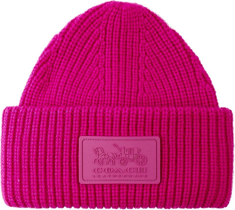 Coach  Women's Fuchia Wool Knit Beanie Hat  |Coach  in Lebanon