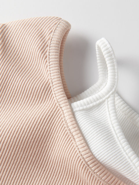Reserved Girl's Beige Ribbed Knit T-Shirt | Reserved In Lebanon