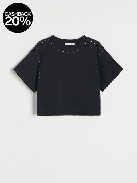 Reserved Girl's Black Stud T-Shirt |Reserved In Lebanon