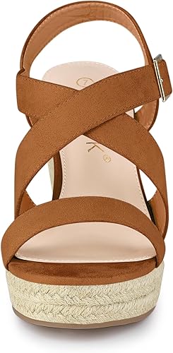 Allegra K Women's Brown Espadrilles Platform Heel Sandal | Allegra K In Lebanon