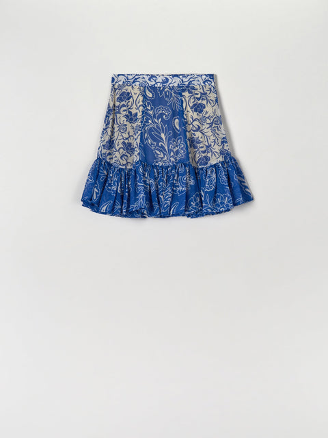 Sinsay  Women's Blue/White Floral Mini Skirt   | Sinsay in Lebanon