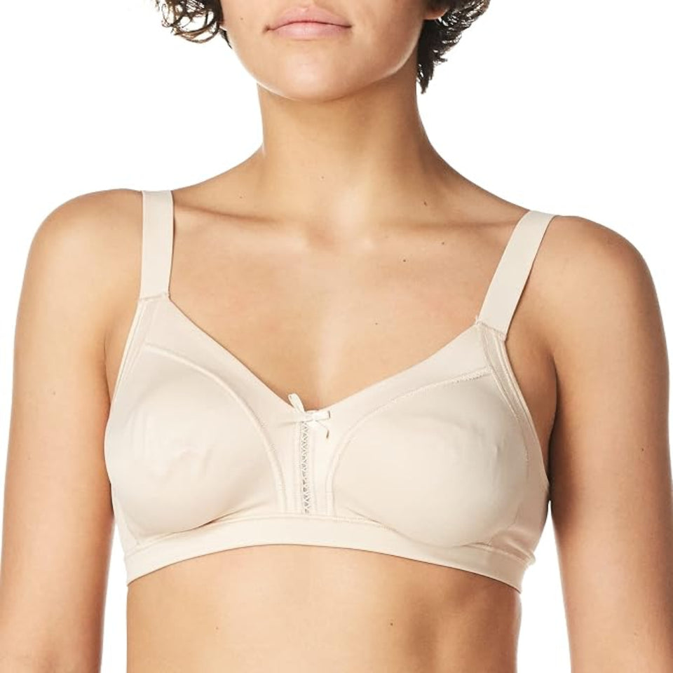 Bali Women's Beige Double Support Wireless Soft Touch with Cool Comfort Bra