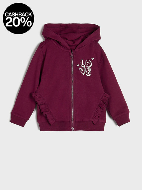 Sinsay Baby Girl's Maroon Ruffle Details Hooded Jacket | Sinsay In Lebanon
