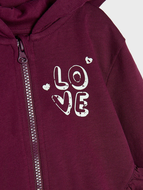 Sinsay Baby Girl's Maroon Ruffle Details Hooded Jacket | Sinsay In Lebanon