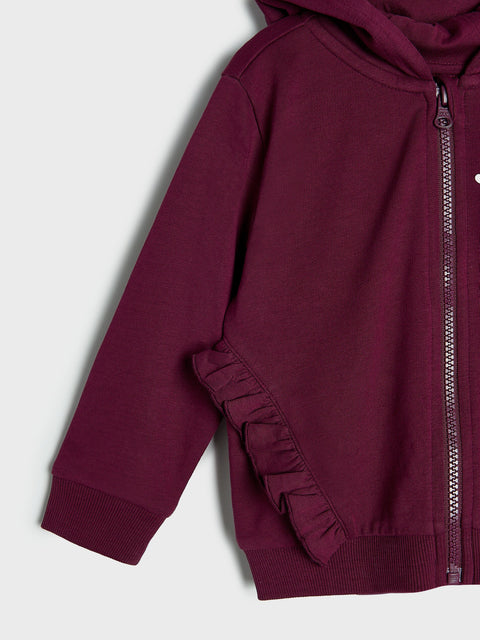 Sinsay Baby Girl's Maroon Ruffle Details Hooded Jacket | Sinsay In Lebanon