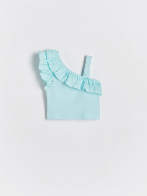 Reserved Girl's Aqua Short Sleeve Crop Top | Reserved In Lebanon