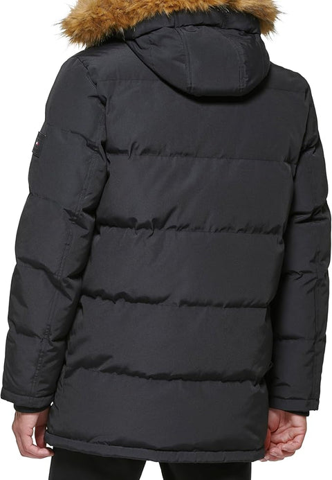 Tommy Hilfiger Men's Black Arctic Cloth Full Length Quilted Snorkel Jacket  | Tommy Hilfiger In Lebanon