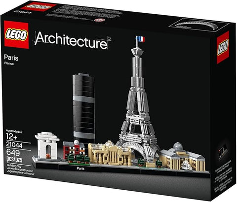 LEGO Architecture Paris set packaging with Eiffel Tower and other landmarks.
