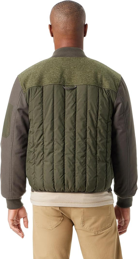 Bass Outdoor Men's Olive Green Hero Mix Media Zip Up Front Bomber Jacket | Bass Outdoor In Lebanon