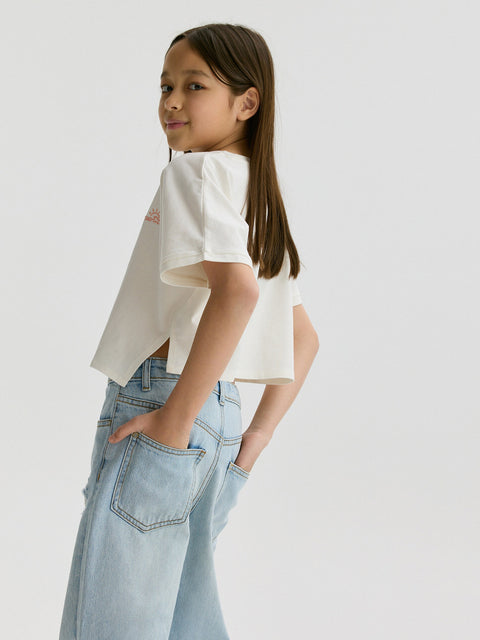 Reserved Girl's Off White T-shirt With Print | Reserved In Lebanon