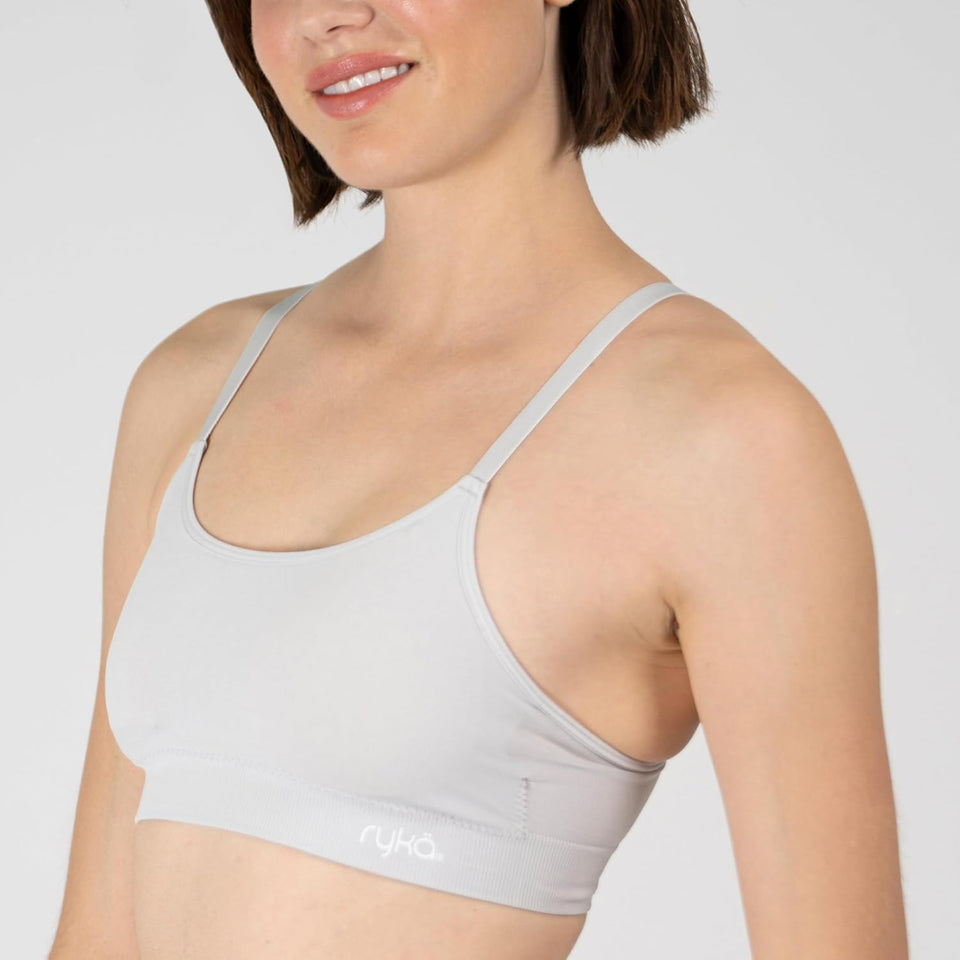 Ryka Women's Light Grey Katharina Seamless Yoga Racerback Sports Bra