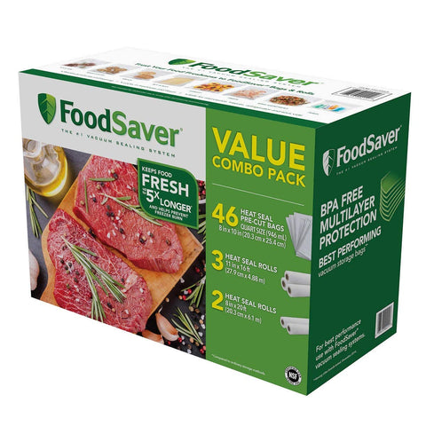 FoodSaver Bag Combo Rolls & Precut Bags in 1 Pack ABH48