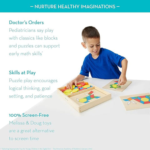 Melissa & Doug Pattern Classic Developmental Toy, Wooden Blocks 120 Shapes & 5 Boards | Melissa & Doug In Lebanon