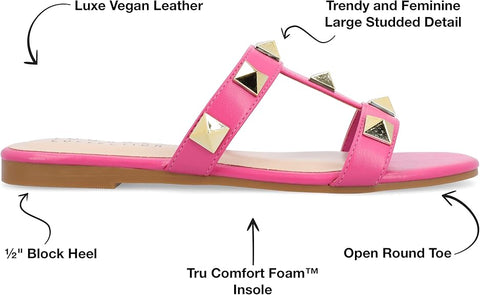 Journee Collection Women's Fuchsia Kendall Leather Almond toe Slide Slippers | Journee Collection In Lebanon