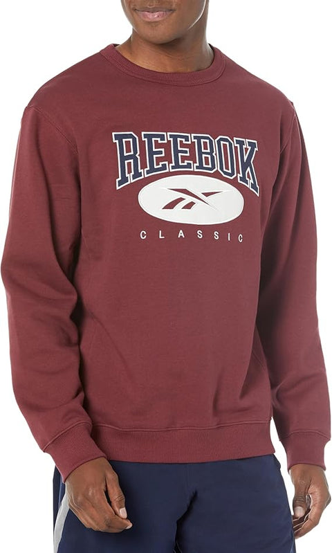 Reebok Men's Burgundy Archive Crewneck Logo Sweatshirt |Reebok In Lebanon