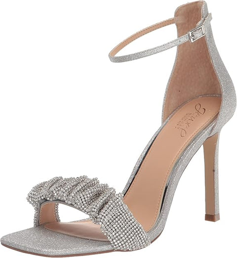 Jewel Badgley Mischka Women's Silver Ridley Bejeweled Strap Stiletto Heel | Jewel Badgley Mischka in Lebanon